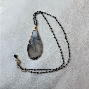 Beautiful stone pendant with beaded chain